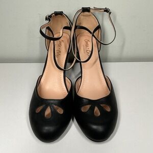 Chase + Chloe Black Leather Ankle-Strap Heels